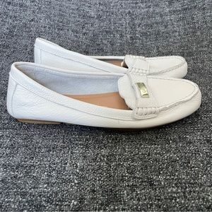 Calvin Klein Women's Leta Pebble Grain Loafers Soft White Leather Women’s 10